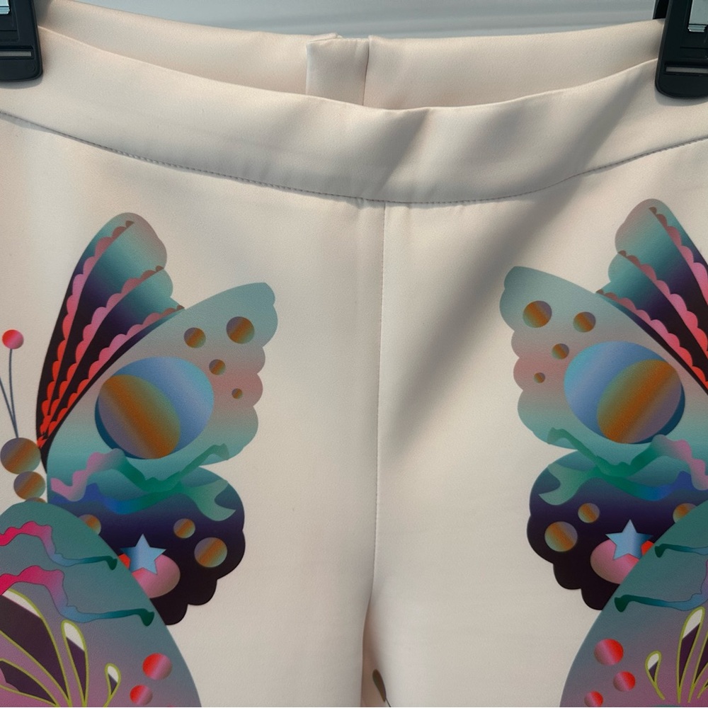 Cynthia Rowley Bonded Fit and Flare White Butterfly Pants size 6 - Picture 3 of 7